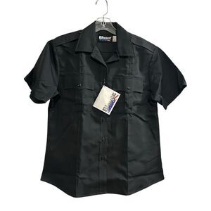 Blauer Women's Gray Short‎ Sleeve Button-Up Work Shirt Size L
